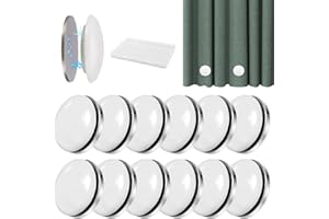 JINSION 12 Pesas Pesos de Cortinas Magnéticos, Redondo Pesos para Cortinas, Imanes de Cortina de Ducha, Blanco Contrapeso Cortina, con Caja de Almacenamiento de Plástico, para Manteles Cortinas de Ducha