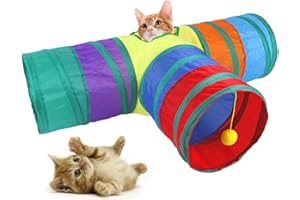 SANVPWSAN Cat Tunnel Rabbit Tunnel Toy Foldable 3-Way Tube for Indoor Cats, Small Animal Activity Tunnel 3-Way Tube