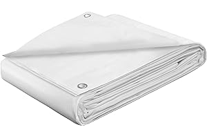STARPYNG Tarp Cover Waterproof,100g/m²Extra Heavy Duty Poly Tarps Cover Suitable for Reinforced Edges of roofs, Camping, Patios, Swimming Pools, Boats (White, 2m x 3m)