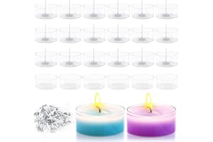 GUOSIYAO Contenitori Trasparenti Per Candele 50Pcs Vasetti Per Candele 38x18 mm Con Stoppini Contenitore Per Candele Portacandele Forma Di rotonda Per Tealight Per Matrimoni Feste e Decorazioni Da Tavolo