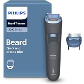 Philips Beard Trimmer 3000 Serisi, Siyah, 20 Uzunluk Ayarı, Kendini Bileyen Bı&ccedil;aklar, 60 Dakika Kablosuz Kullanım, USB-A Şarj