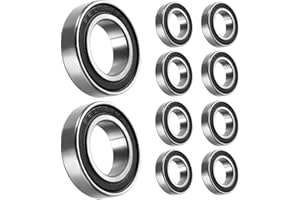 ANGEEK [10 piezas] 6801-2RS rodamiento rígido de bolas, rodamiento de bolas sellado de goma para patines, electrodomésticos, maquinaria, industria (12 x 21 x 5 mm)