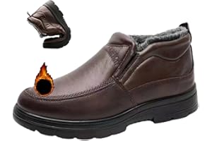 HESYSUAN Men's Winter Fleece Waterproof Warm Non-slip Shoes,Warm Fur Lined Anti-Slip Boots,Orthopedic Non-slip Warm Snow Boots