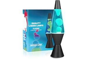 Soarling Bulb Liquid Motion Lamp, Relaxing Liquid Lamp Light, Night Light Nightlight, Mood Lights for Bedroom Living Room Office, Lamps for Adults Kids Gift (14.5", Blue Liquid with White Wax)