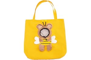 UFRITAN Pet Canvas Shoulder Carrying Bag, Cute Bee Shaped Cat Carrier, L Size Portable Kitten & Puppy Tote, Comfort Carriers for Small Dogs, Cats, and Pets, Handbag for Outdoor, Shopping, and Camping