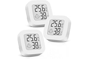 PIXELURE 3PCS Hygromètre Numérique Thermomètre Intérieur Thermometre Frigo Digital, Petit Moniteur Mini Numérique à Haute Précision Capteur Humidité Température Station Meteo Interieur Exterieur Maison/Cave