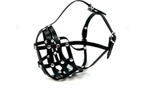 L&J Pets Uk Leichter Maulkorb aus Leder für englische Bulldogge und andere Hunde mit kurzer Schnauze (B5, Schwarzes Leder)