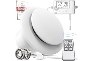 BUMSOU Badlüfter mit Feuchtigkeitssensor Temperatursensor Timer - WC Lüfter 100mm mit Fernbedienung, Echtzeit Feuchtigkeit und Temperatur, Stark Lüftung und Leise Abluftventilator 100mm for Bad P119