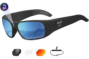OhO sunshine Waterproof Video Sunglasses, 1080P HD Outdoor Sports Action Camera with Built-in Memory and Polarized UV400 Protection Safety Lenses,Unisex Sport Design