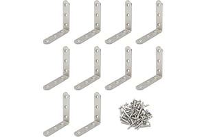 Pxyelec L Brace Set, Stainless Steel Corner Joint Right Angle Bracket Fastener for Wooden Furniture, Fixture Protector, 80x80x20 MM, Pack of 10