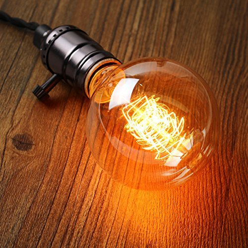 KINGSO Edison Vintage Glühbirne (E27, 60W, 220V,G80) Deko Globe Retro Glühlampe Antike Stil G80 Fadenlampe warmweiß - 2