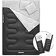 KingCamp Double Sleeping Bag Oxygen with 2 Pillows Queen Size & Extra-Large Rectangular Sleeping Bags for Adults 4 Seasons Waterproof Envelope Sleeping Bag for Camping Festivals Hiking Indoor Outdoor