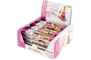 Fruittella Good For You Ciliegie e Mirtilli Rossi, Barrette, Healthy Snack, con Mandorle e Semi di Chia, con Frutta Secca e Disidratata, Confezione da 16 Barrette