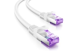 deleyCON 0,25m CAT7 Netzwerkkabel - 10 Gigabit - RJ45 Patchkabel Ethernet Kabel (Kupfer, SFTP PiMF Schirmung) - für Highspeed LAN DSL Switch Modem Router Patchpanel CAT7 CAT6 CAT5 - Weiß