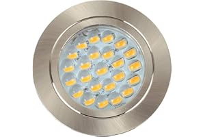 MiniSun | Modern Brushed Chrome 12V LED Caravan/Boat/Cabin Downlights | Lighting, Home Décor & Improvement Essential | Includes Bulb [2700K Warm White]
