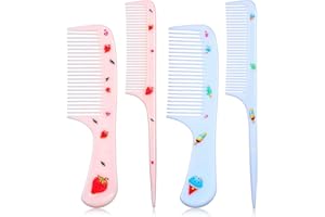 Giantree 4Pcs Baby Hair Comb, Kids Hairs Brush Set for Girls Boys, Cute Hairs Comb Set Toddler Hairs Brush, Mini Comb Rat Tail Styling for Toddler Child's Hair(Style B)