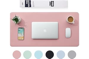 ‎BUBM Multifunktionales Office Mauspad,BUBM 80 x 40 cm wasserdichte Schreibtischunterlage aus PU-Leder,Ultradünnes Mousepad,rutschfeste Schreibtischmatte, für Büro und Zuhause-Pink