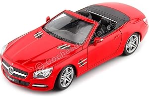 COCHESDEMETAL Compatible con Mercedes-Benz SL500 (R231) Descapotable Rojo 1:24 Welly 24041