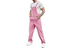 Runcati Herren Denim Latzoverall Jeans Strampler Hose Verstellbarer Riemen Arbeitskleidung Slim Fit Jumpsuit