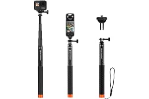 K&F Concept MS22 Selfie Stick, 127cm Bastone Selfie Invisibile in Carbonio, Monopiede Estensibile con Adattatore per Fotocamera Sportiva, Compatibile con GoPro Hero 13/12 Insta360 DJI Osmo Action