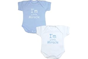 BABYPREM Lot de 2 bodies pour bébé prématuré I'm a Little Miracle Rose ou Bleu PREM 2