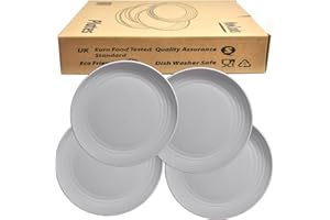 NowCooks Unbreakable Plates Set of 4, UK/EU Tested, Plastic Plate, Perfect for Parties, picnics, Camping and Caravans, Safe for Kids & Adults (Grey, Large)