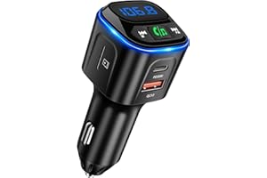 SONRU Bluetooth 5.3 FM Transmitter Autoladegerät PD 36W& QC18W, Bluetooth Adapter Auto Freisprecheinrichtung KFZ Kit, Kabelloser Radioempfänger, LED mit Lichtschalter, Unterstützung TF Karte, U Disk