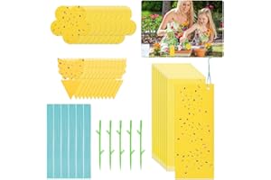 BUZIFU Trampas de Moscas Blancas 30 piezas Pegatinas Mosquitos Trampas Cromáticas Atrapamoscas Adhesivos con Forma de Mariposa Flor y Rectangular para Plagas de Plantas y Flores de Interior y Exterior
