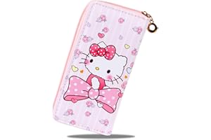 POWMAG Portefeuilles Enfant, Hello Kitty Porte Monnaie Fille, Anime Portefeuille, 19X 10 X 3cm, pour Filles, Enfants, Fête d'anniversaire, Cadeaux de Noël