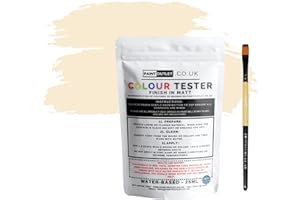 HQC Paint Wall and Ceilings Matt | Sample Colour Tester Pot with Brush | Quick Drying Quality Interior Paint | Contemporary Finish | Magnolia Colour 25ml