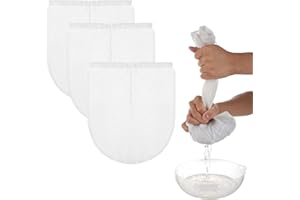 COMNICO Torby na ser, nylonowe wielokrotnego użytku, drobna siatka, sitko z gazy serowej, filtr do orzechów, herbaty, piwa, soku, tkanina filtrująca do zimnej kawy, jogurtu, mleka migdałowego