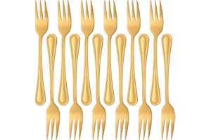 Buyer Star Fourchettes à thé Ensemble de fourchettes en Acier Inoxydable doré 12 pièces pour Salade gâteau pâtisserie apéritif Fruits