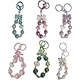 SAZ DEKOR® Beaded Key Chain Creative Hanging Ornament Bag Charm Keychain Women Birthday pink|Keychain for Boys&Girls, Wrist Bracelet Holder, Purse, Camera, Mobile Cover Charm Strap Smartphone Case|