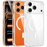 Coverzone İphone 17 Pro İle Uyumlu Y&uuml;ksek Kalite Kablosuz Şarj &Ouml;zellikli Silikon Telefon Kılıfı Şeffaf, Wireless Magsafe ile 