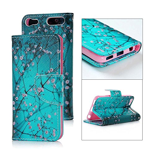 Touch 6 Case, iPod Touch 6 Case PU Leather Book Wallet Case with Kickstand Magnetic Clasp and Card Slots Flip Protective Drop Resistance Painted Pattern Cover - Little Flower