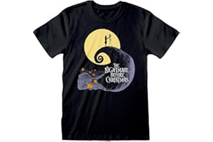 HEROES INC. Heroes Inc Tee-shirt homme col rond L'Étrange Noël de monsieur Jack - Motif lune - Noir - Taille L