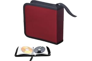 Ruikcoll Borsa per CD, Borsa per CD per Auto e casa, Borsa per CD Dvd per 40 Dischi, Rossa