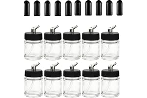 ABEST Bottiglie di Vetro per aerografo 10PCS 22CC con Tappi per barattoli per Master, Iwata a Singola Azione aerografo