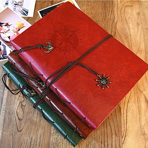OMYZON 60 Seiten 18 * 22cm/7.09 * 8.66″1 7″ Hand Scrapbook DIY Weinlese PU ledernes Leder handgemachtes Foto Album Paar Erinnerungsalbum Das kreative Geschenk Buch der Kinder 1PCS - 6