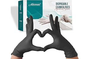 ALITMUN Advanced Series Black Nitrile Gloves, Powder Free & Food Grade Disposable Examination Hand Gloves, Surgical and Multipurpose use with Exceptional Grip and Durability (Medium, Pack of 100)