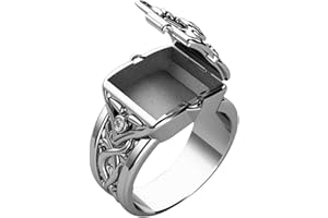 AchidistviQ Creative Open Rings Vintage Finger Ring for Men Birthday Jewelry Gift- Silver US 9
