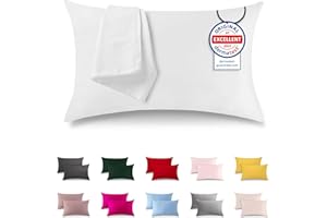 ATsense Zestaw 2 poszewek na poduszkę 50 x 70 cm – 100% bawełna, białe, miękkie i hipoalergiczne, certyfikat ÖkoTex, poszewka na poduszkę z zamkiem błyskawicznym, dla alergików