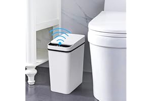 ZINUEEN Pattumiera intelligente da cucina con sensore da 12 l, con tecnologia sensore, touchless e impermeabile, per ufficio e bagno, pattumiera con coperchio e funzione no rumore, colore: bianco