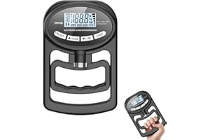 Kensbro EH106 Digital Hand Strength Meter 264 lb/120 kg Electronic Grip Strength Meter Large LED Screen Hand Dynamometer with USB Charging Cable, Intelligent and Sensitive (Black)