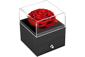Zeihoo Regalos Mamá, Rosa Eterna, Regalos para Ella, Caja de Regalo de Rosa Preservada con Collar, Llavero y Tarjetas de Felicitacion, para Mujer Día, Aniversario, Día de la Madre, Bodas, Cumpleanos