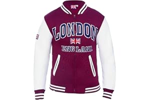 Itzu Men's London England Varsity Jacket Zip Sweatshirt Cotton Union Jack