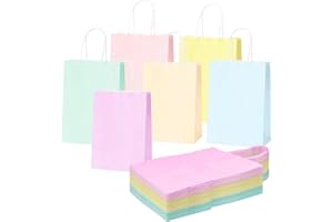COSORO 30 Bolsas de Regalo de Papel Pastel de Colores Mezclados para Niños, Adultos, Fiesta de Cumpleaños Pequeña de Macarrón, Bolsas de Golosinas, Bolsas de Dulces, Bolsas de Papel Kraft