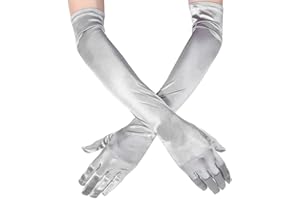 Ksnnrsng Damen Lange Handschuhe Satin Classic Opera Fest Party Hochzeit Braut Handschuhe 1920er Stil Handschuhe Elastisch Erwachsene Größe bis Handgelenk Länge