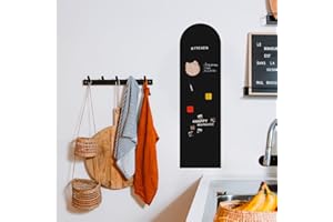 FERFLEX - Kit papier peint magnétique arrondi - Version Adhésif Permanent - Ardoise effacable - Deco murale - 8 aimants argentés inclus - 1m x 28cm