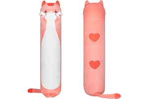 Mewaii 50CM Kawaii Peluche Chat Rose Long Coussin Jouet Moelleux et Confortable Oreiller Chat en Peluche pour Les Enfants de 3 Ans et Plus